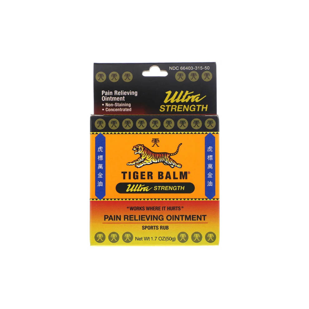 Tiger Balm, Pain Relieving Ointment, Ultra Strength, 1.7 oz (50 g)