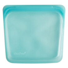 Stasher, Wiederverwendbare Silikon-Beutel für Lebensmittel, Sandwich-Größe, Aqua, 15 fl oz (450 ml)