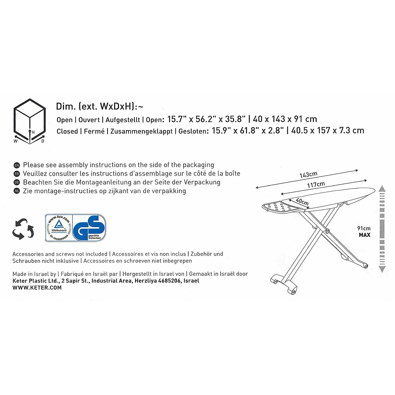 Ironing Board KETER comfortable folding mechanism Extremely DURABLE