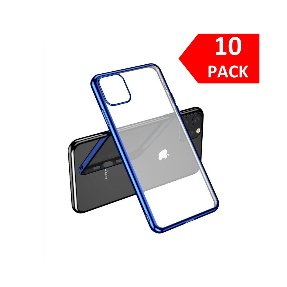 Case For Iphone 11 Pro Max Bulk Pack Of 10 X Clear Silicone With Edge Blue 7437135137104