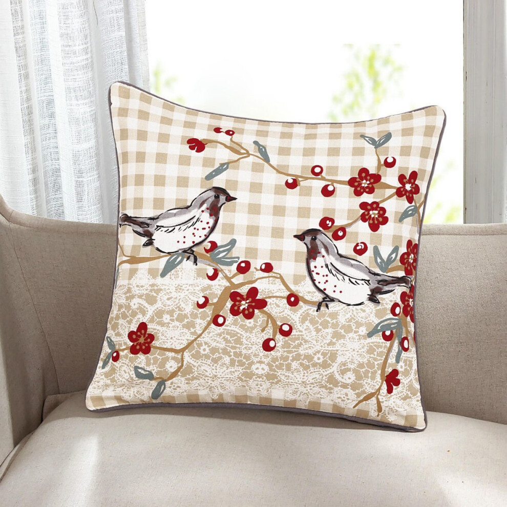 Arlinens ( Birds) 100% Cotton Christmas Cushion Covers - 18X18"