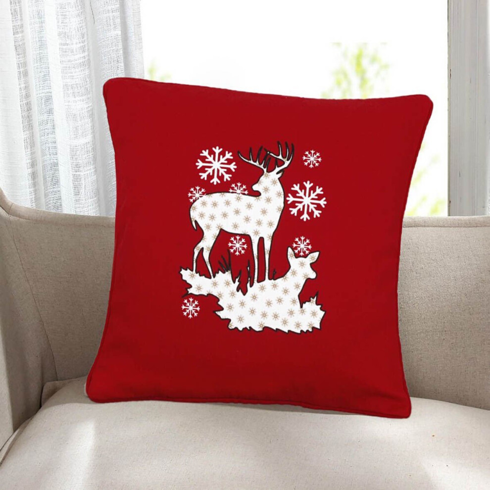 ( Snow Flakes) 100% Cotton Christmas Cushion Covers - 18x18"