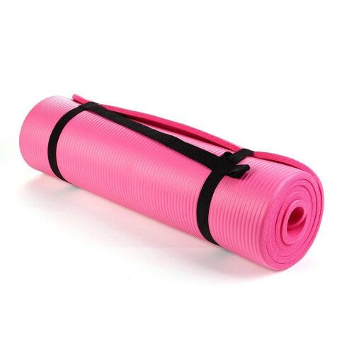 (Pink) NBR Yoga Mat for Pilates Gym Exercise 15mm Thick 1
