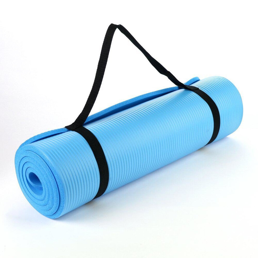 (Sky Blue) NBR Yoga Mat for Pilates Gym Exercise 15mm Thick