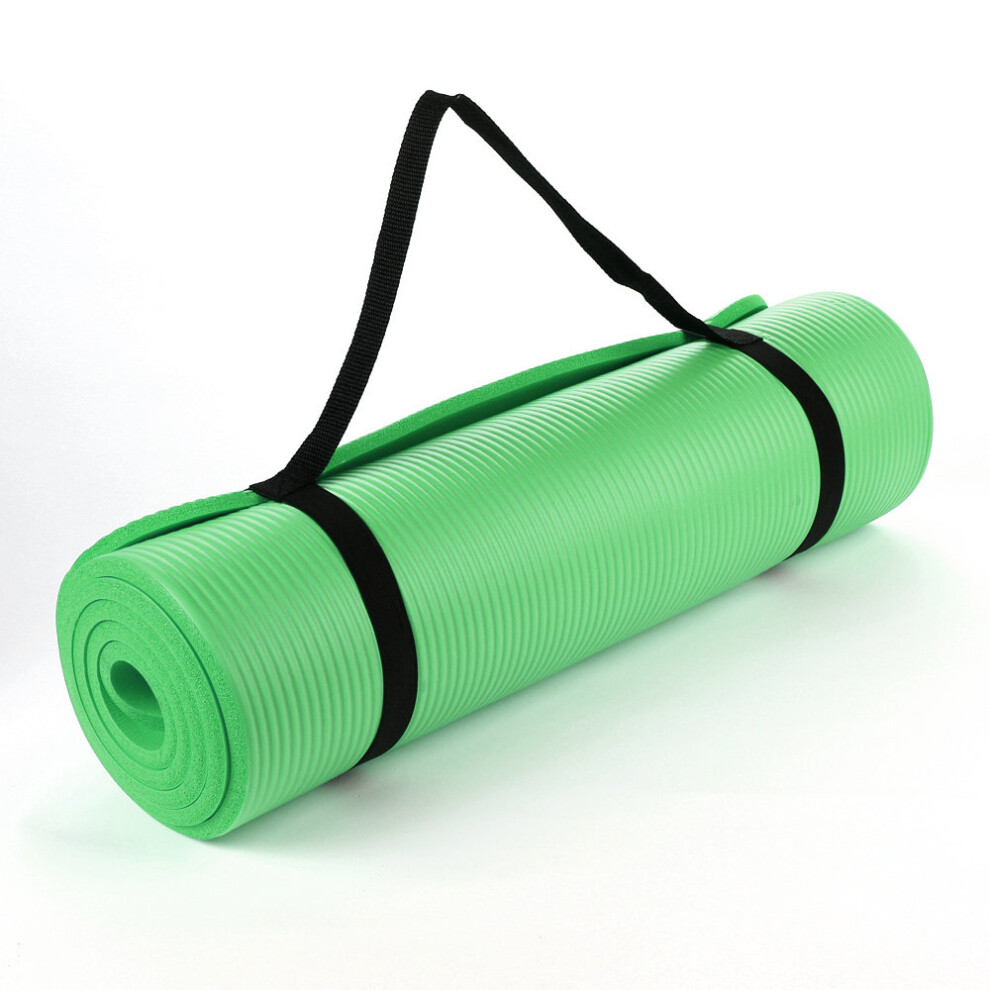 (Dark Green) NBR Yoga Mat for Pilates Gym Exercise 15mm Thick