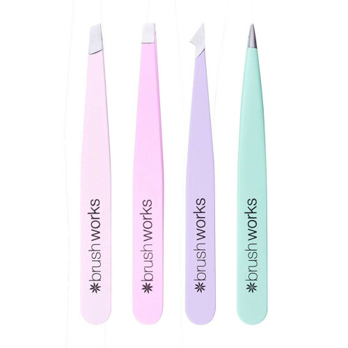 4pc Brushworks The Complete Combination Pastel Tweezer Set