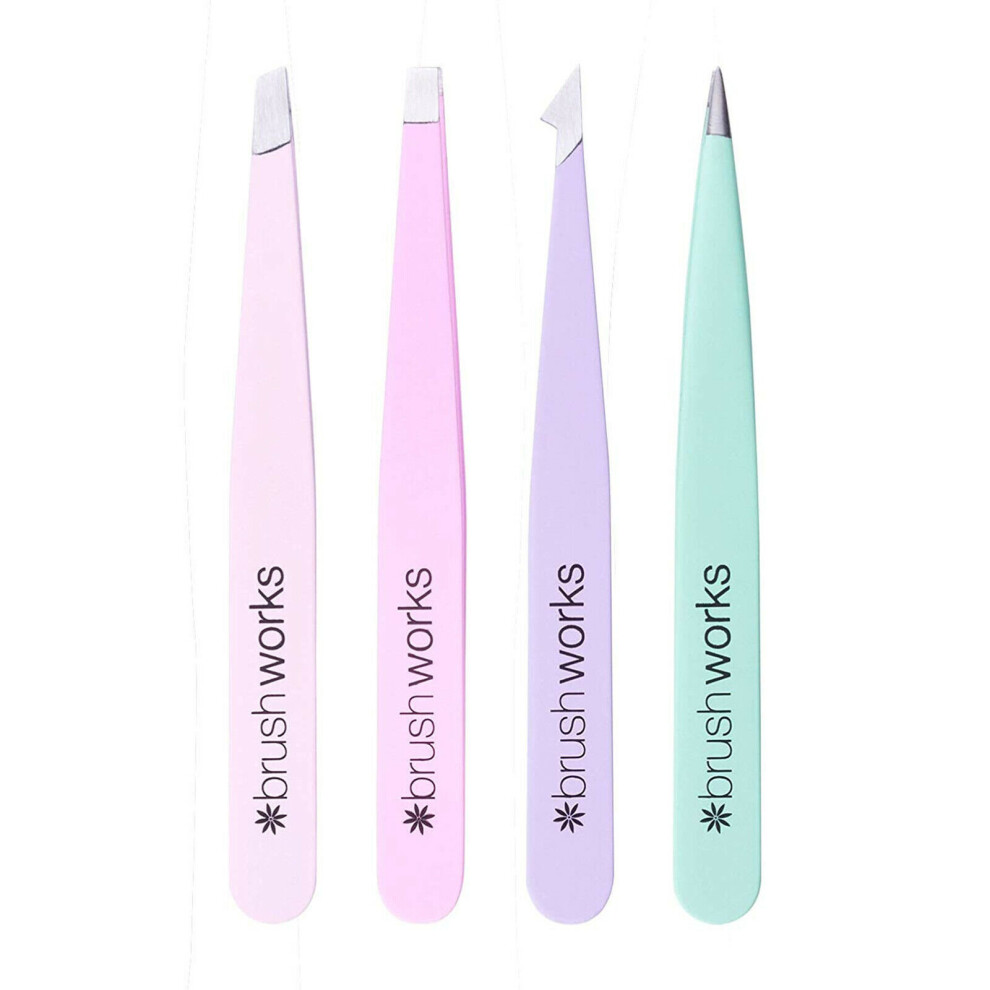 Brushworks 4Pc The Complete Combination Pastel Tweezer Set
