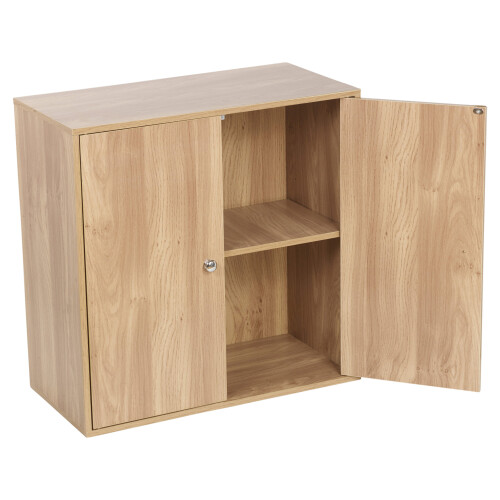 URBN Living (Oak, With Oak Door) 2-Tier Wooden Storage Cupboard 2