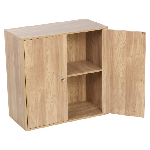 URBN Living (Oak, With Oak Door) 2-Tier Wooden Storage Cupboard 1