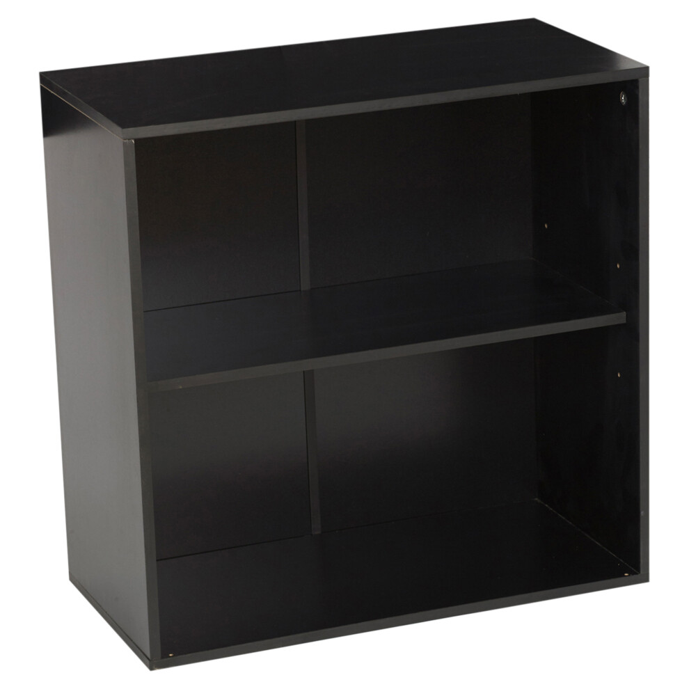 (Black, Without Door) 2-Tier Wooden Storage Cupboard