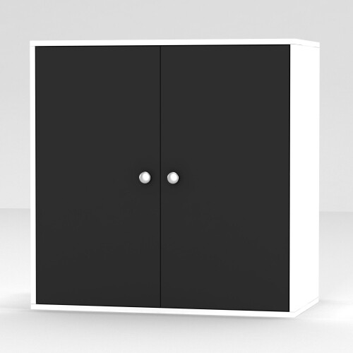 URBN Living (White, With Black Door) 2-Tier Wooden Storage Cupboard