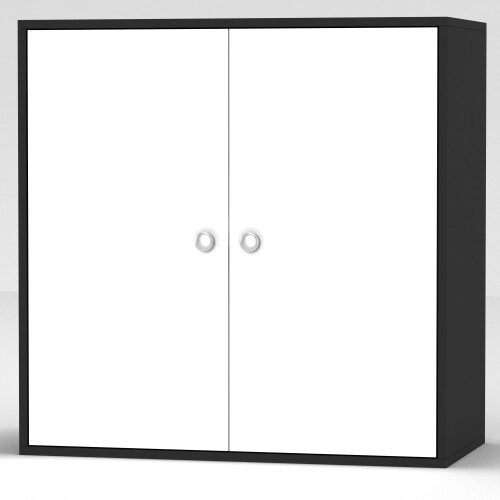 URBN Living (Black, With White Door) 2-Tier Wooden Storage Cupboard