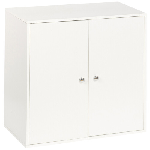 URBN Living (White, With White Door) 2-Tier Wooden Storage Cupboard