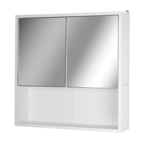 URBN Living (2 Half Doors) White Wooden Wall Mounted Mirror Bathroom Cabinet 1