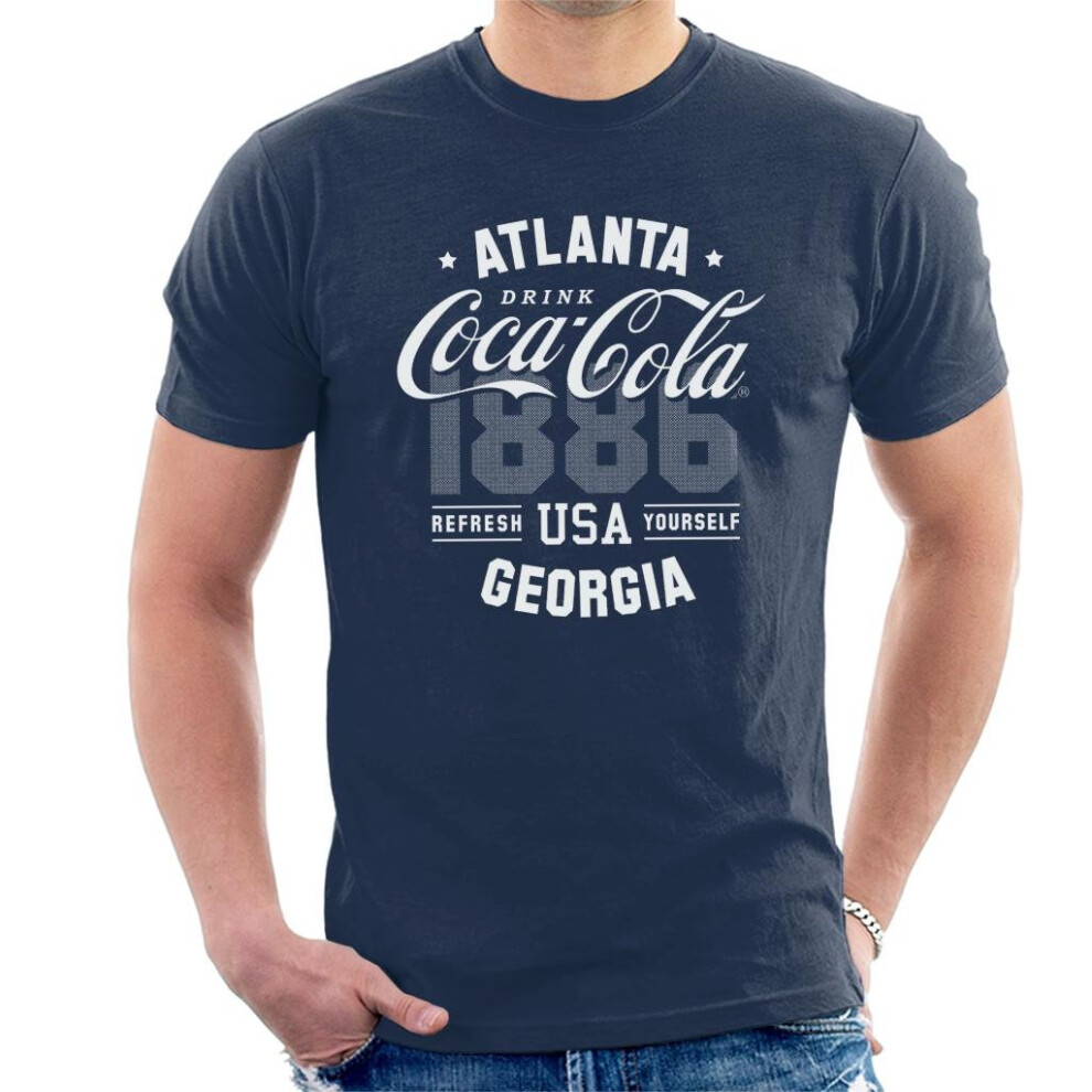 (Large, Navy Blue) Coca Cola 1886 USA Sports Style Men's T-Shirt