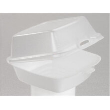 Dart DCC 60HT1 Foam Hinged Lid Carryout Container 5.88 in. x 6 in. x 3 in.