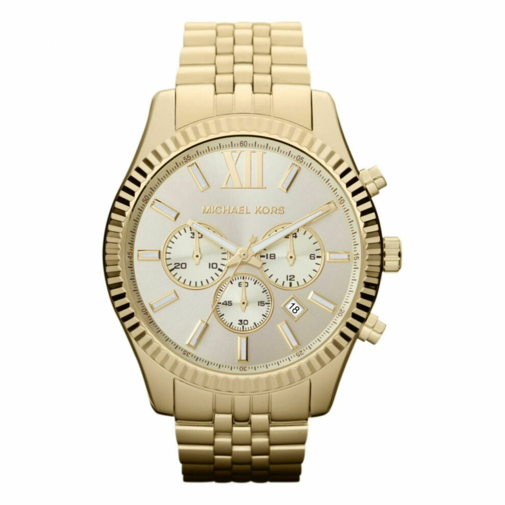 Michael Kors Lexington Men's WatchÂ¦Gold Case Chrono DialÂ¦Bracelet StrapÂ¦MK8281