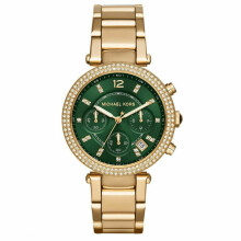 Montre Parker MK6263 pour femme - Chronographe, Cadran Vert, Bracelet Doré