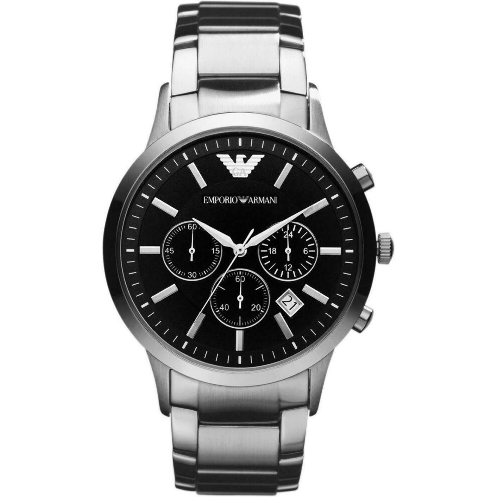 Emporio Armani Men's WatchÂ¦Chronograph Black DialÂ¦Silver Bracelet BandÂ¦AR2434