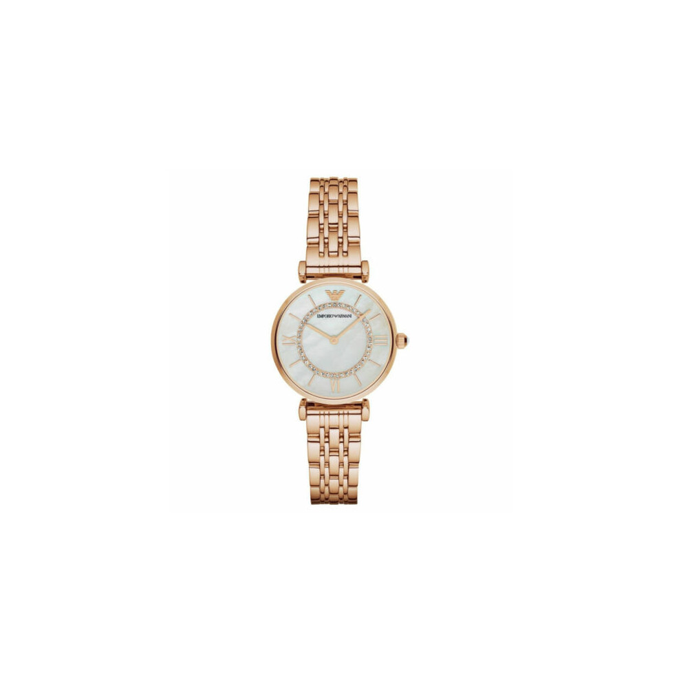 Emporio Armani Gianni T-BAR Women WatchÂ¦Mother of Pearl DialÂ¦Rose Gold BandÂ¦1909