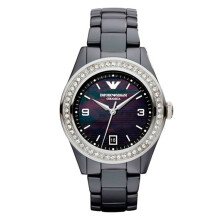 Emporio Armani keramisk dameur med perlemorsskive og keramikkarmbånd AR1468