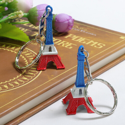 2 Tricolour Eiffel Tower Pendant Keychains TRIXES 2