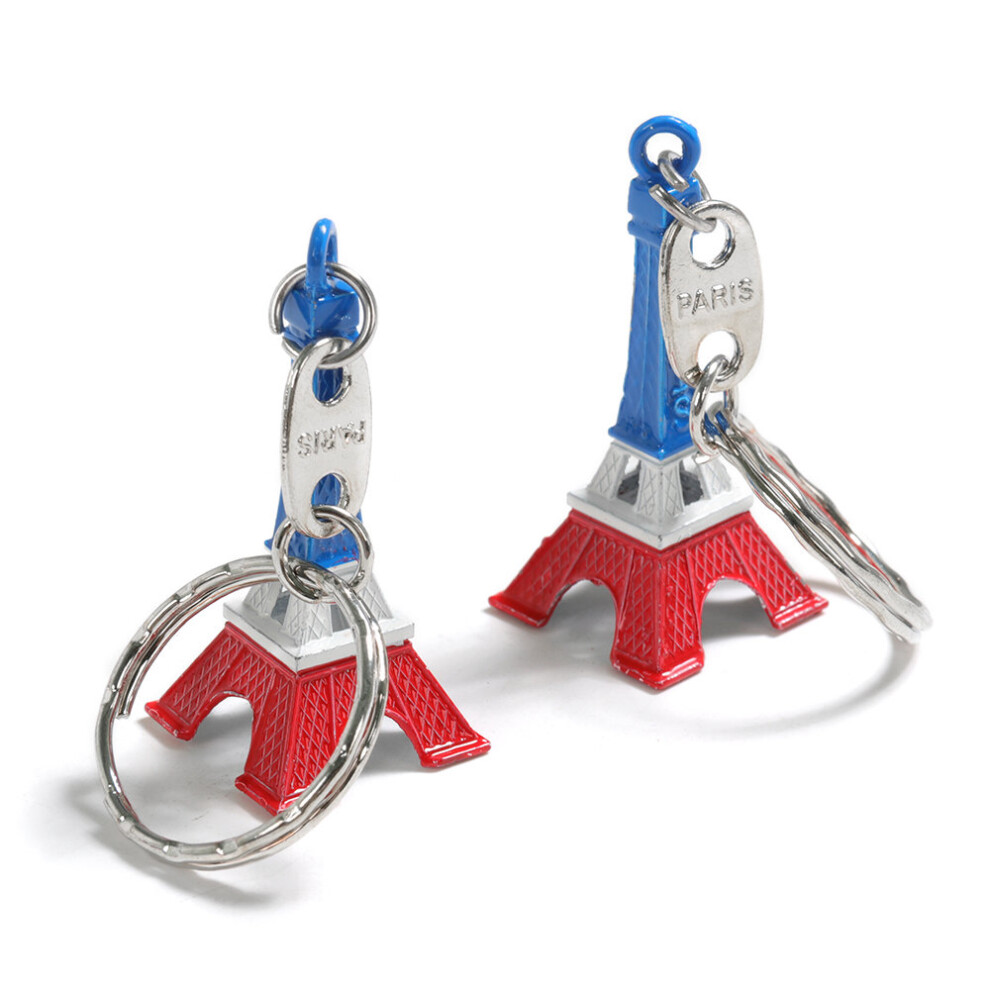 2 Tricolour Eiffel Tower Pendant Keychains TRIXES
