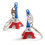2 Tricolour Eiffel Tower Pendant Keychains TRIXES 2