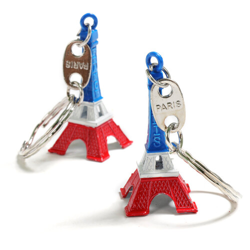 2 Tricolour Eiffel Tower Pendant Keychains TRIXES 1