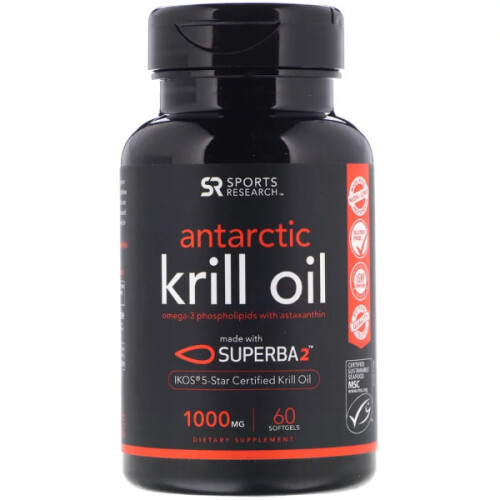 Sports Research, Ωμέγα-3 Κριλλ Λιπαρά Ομάδα, Δίπλε Στιλθ, 1,000 mg, 60 Σκληρά Γεμίσματα