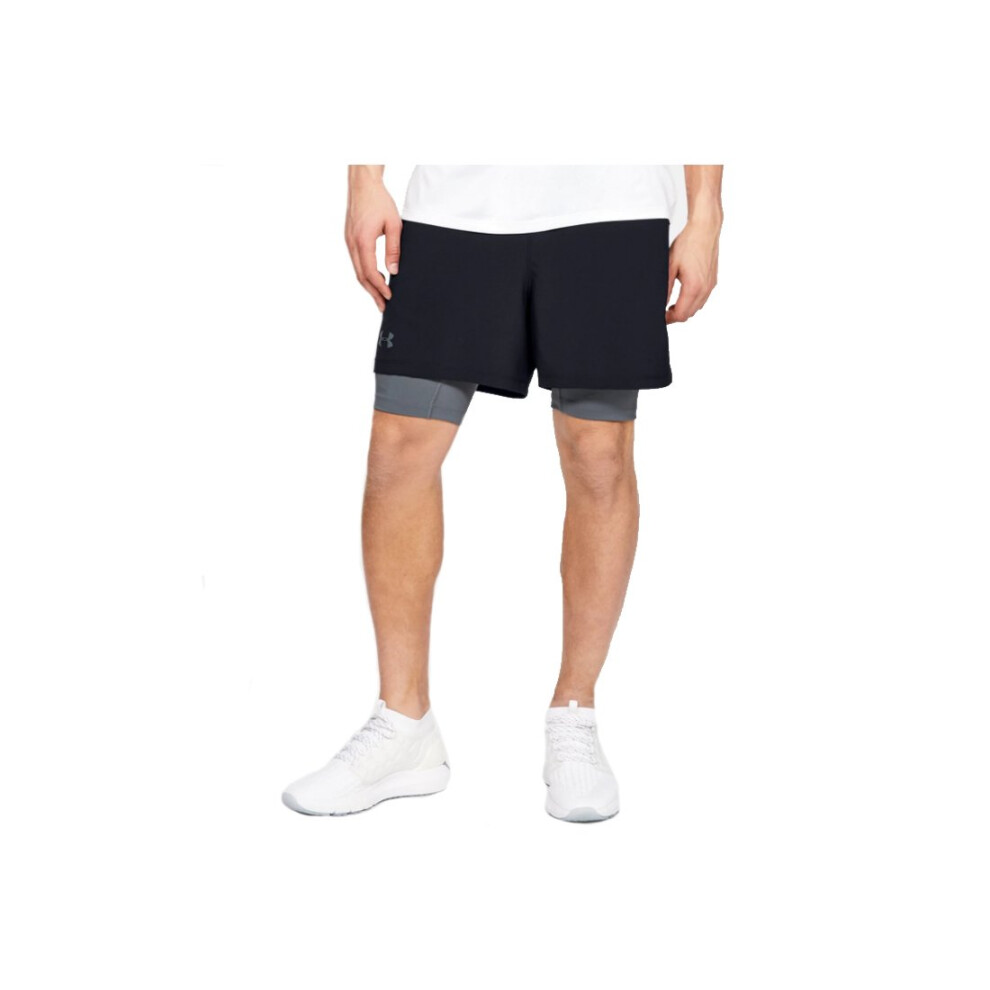 (M) Under Armour Qualifier 2-in-1 Short 1345320-001 Mens Black shorts