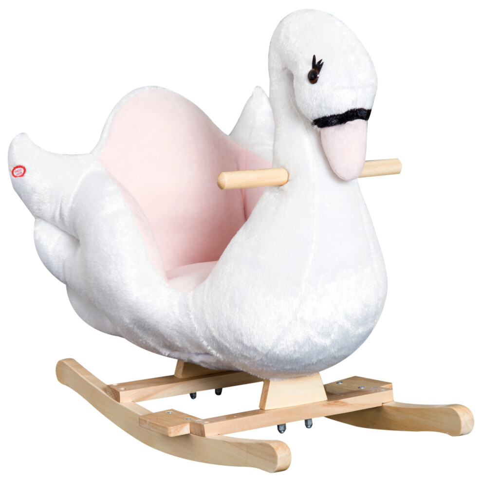 HOMCOM Kids Rocking Horse Ride On Swan Toy w/ Music Safety Seat for Toddler 
