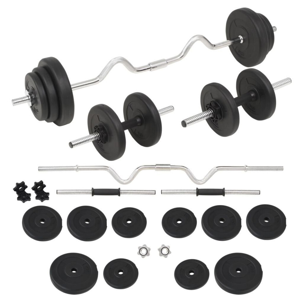Vidaxl Barbell And Dumbbell Set 30Kg Free Weight Plate Disc Training Lifting
