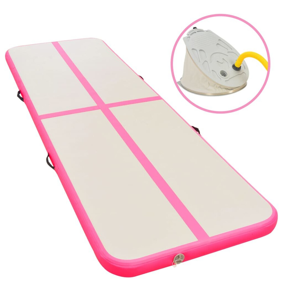 vidaXL Inflatable Gymnastics Mat with Pump 300cm PVC Pink Exercise Gym Carpet