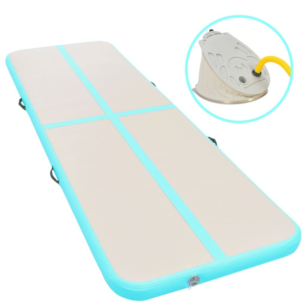 Vidaxl Inflatable Gymnastics Mat With Pump 400Cm Pvc Exercise Gym Carpet Green