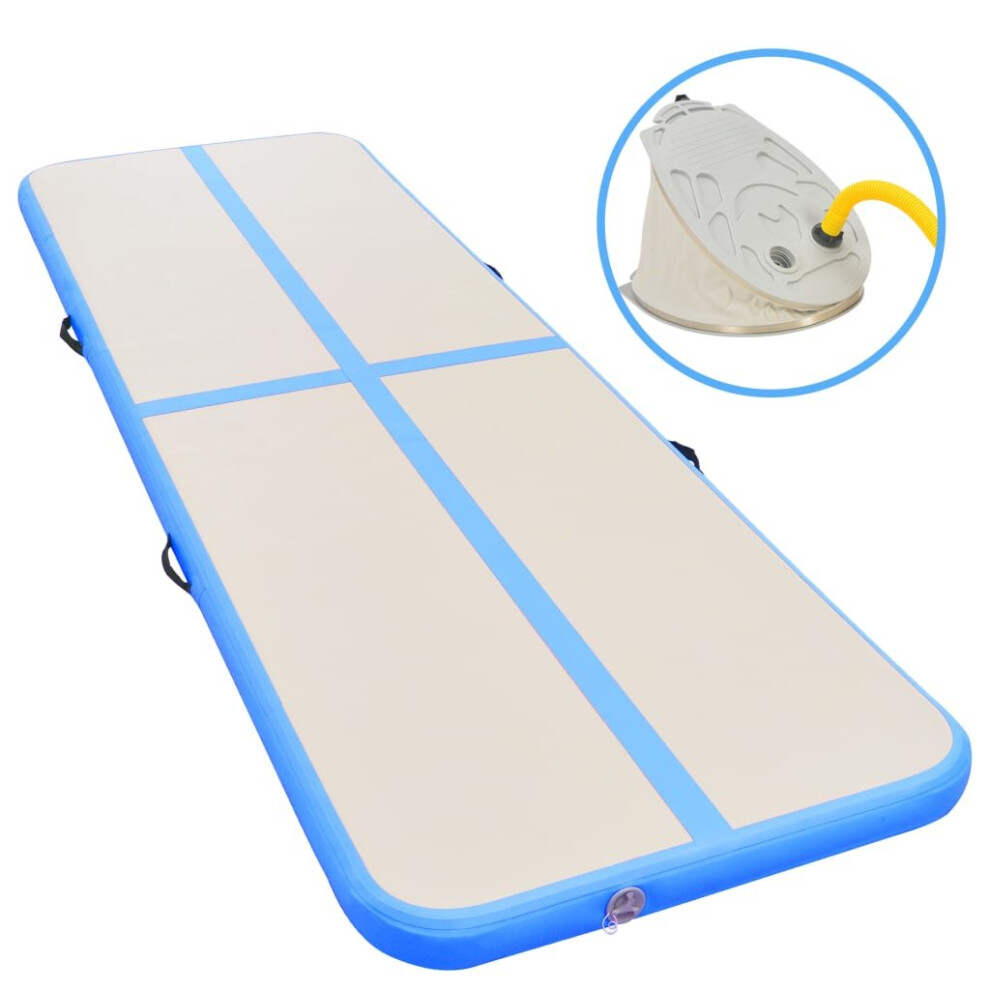 Vidaxl Inflatable Gymnastics Mat With Pump Pvc Exercise Gym Carpet Blue 700Cm