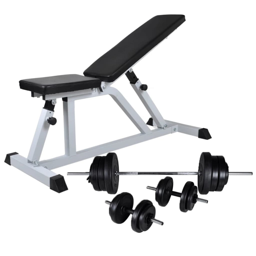 Vidaxl Workout Bench With Barbell And Dumbbell Set 60.5Kg Fitness Equipment