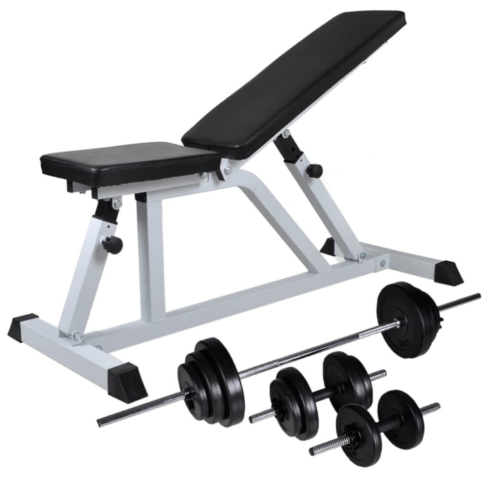 Vidaxl Workout Bench With Barbell And Dumbbell Set 30.5Kg Fitness Equipment