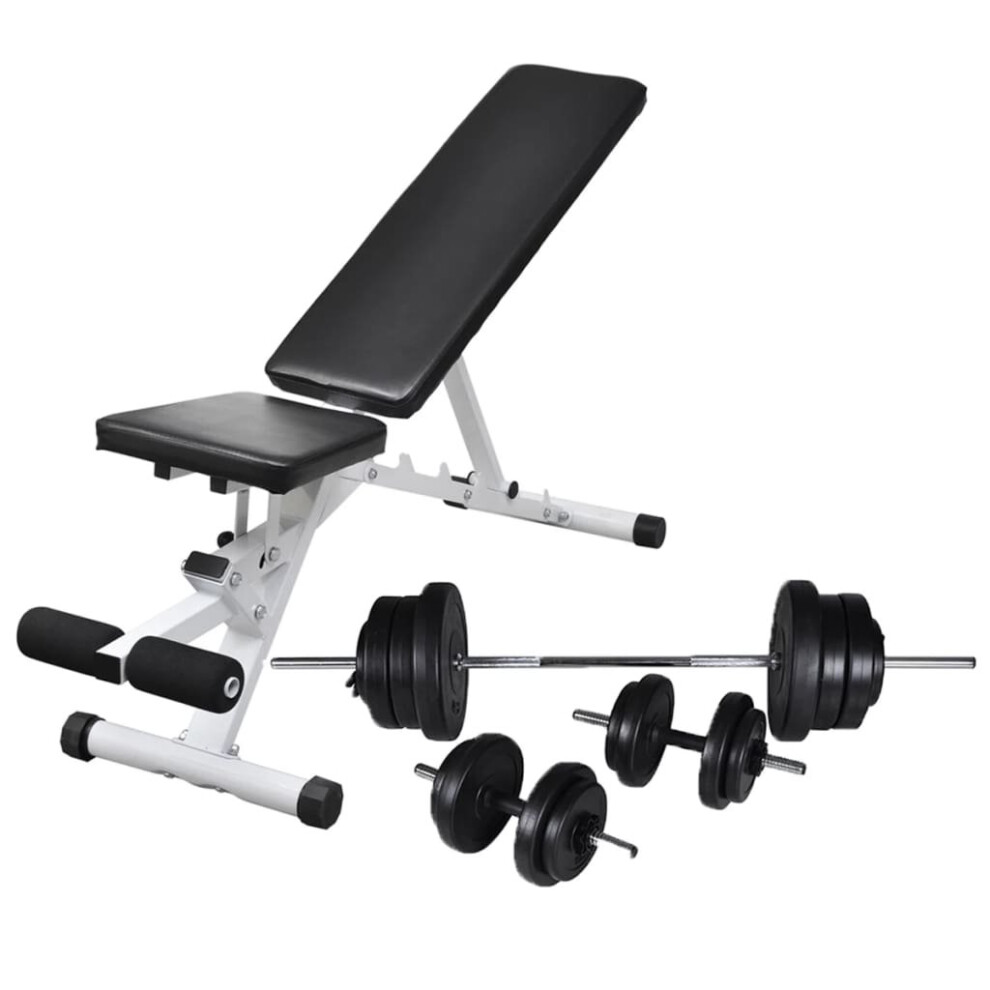 Vidaxl Workout Bench With Barbell And Dumbbell Set 60.5Kg Fitness Equipment