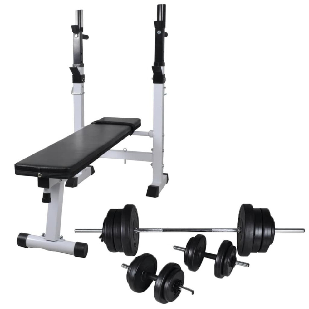 Vidaxl Workout Bench With Weight Rack Barbell And Dumbbell Set 60.5Kg Fitness