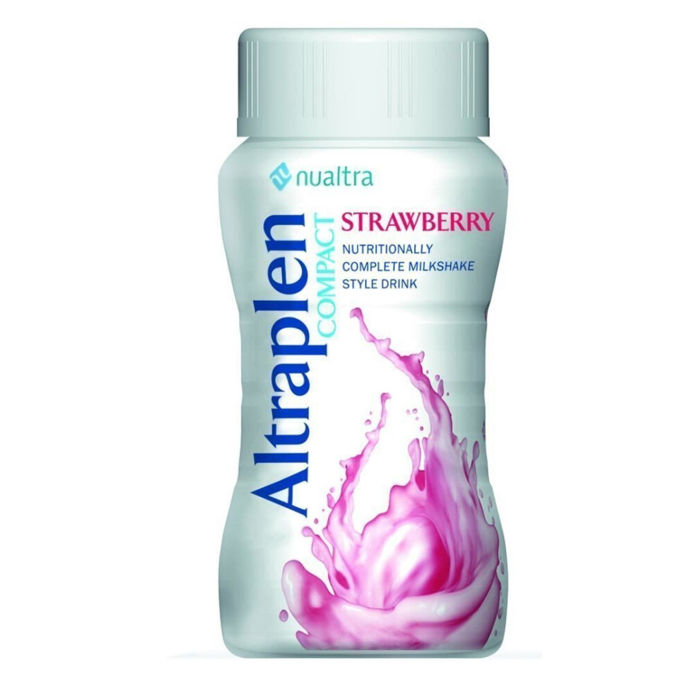 Nualtra Altraplen Strawberry 4X125ml - High-Energy Medical Nutrition Shake, 300 Kcal, 12 G Protein, Gluten & Lactose Free