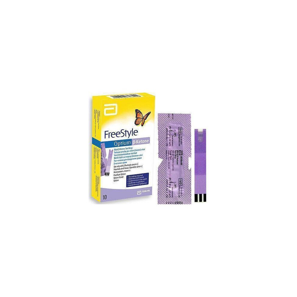 Abbott Freestyle Optium Beta Ketone Test Strips (Pack 10) Diabetes Glucose Sugar Check