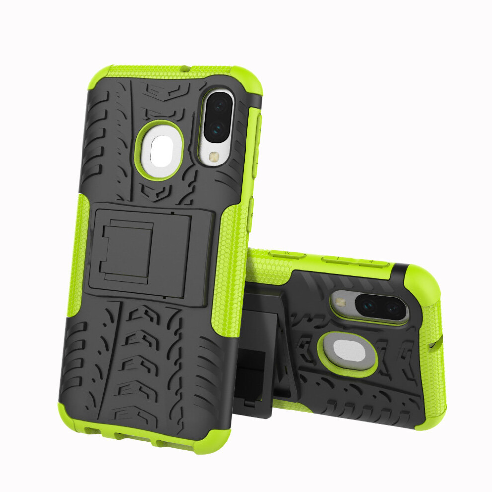 (Green) Slim Armour Shockproof Case Cover Stand + LCD Guard for Samsung Galaxy A40