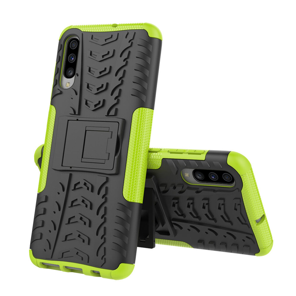 (Green) Slim Armour Shockproof Case Cover Stand + LCD Guard for Samsung Galaxy A70