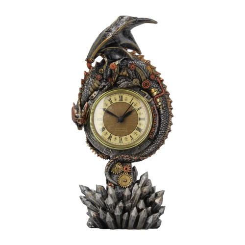Nemesis Now Alator Clockwork Reign Gothic Style Dragon Mantle Clock 28cm Grey