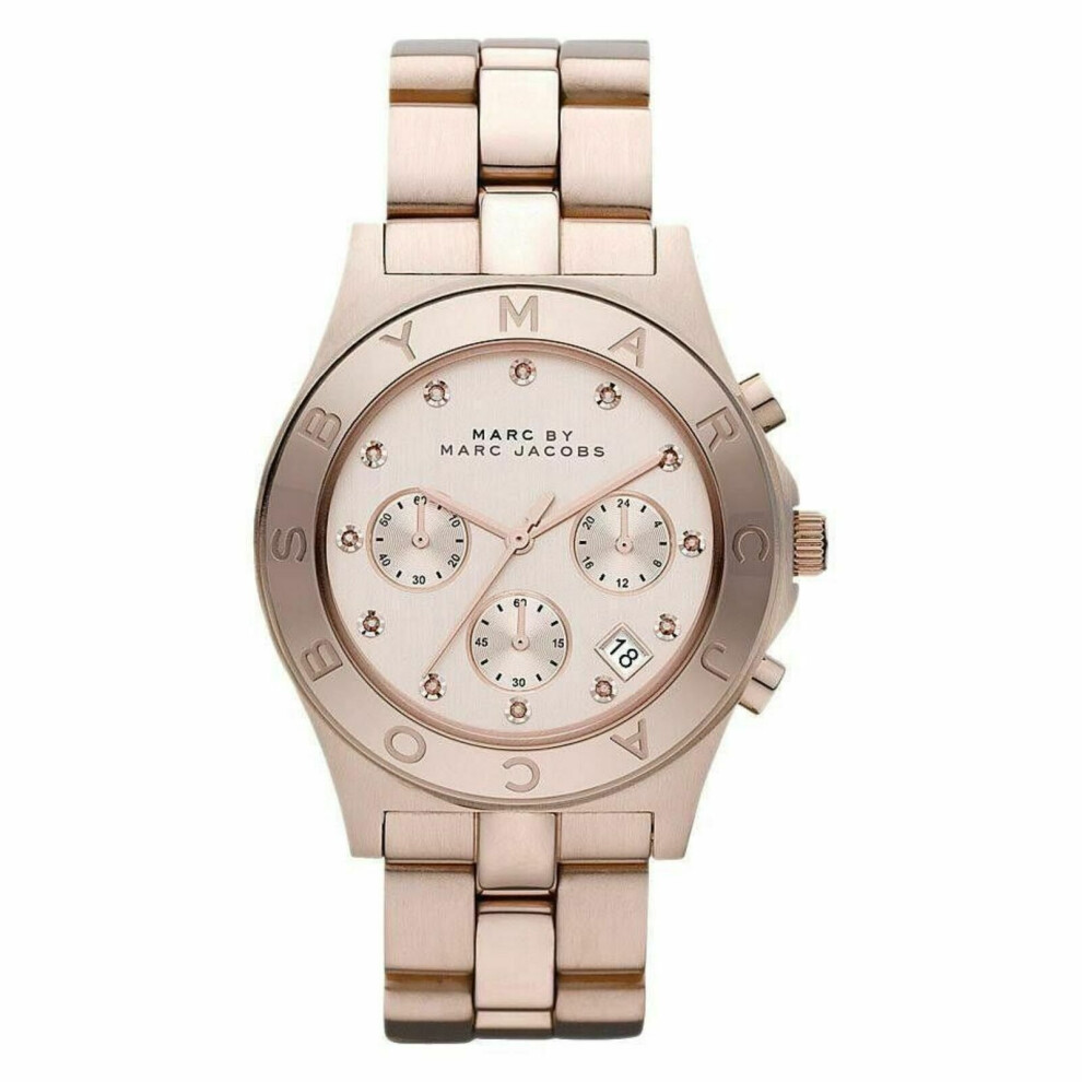 Marc Jacobs Blade Ladies Watch¦Chronograph Rose Gold Dial¦Stainless Band¦MBM3102