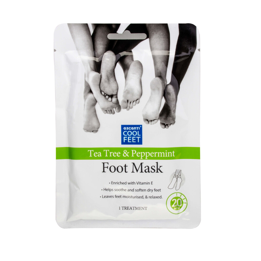Escenti Cool Feet Foot Mask Sock ~ Tea Tree And Peppermint