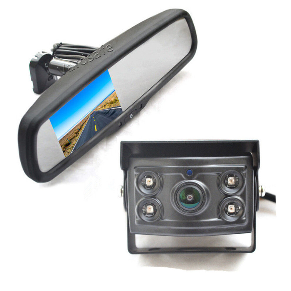 Vardsafe Panoramic Hd Rv Bus Truck Reverse Backup Camera 170 Degree & Rear View Mirror Monitor 8414824280128