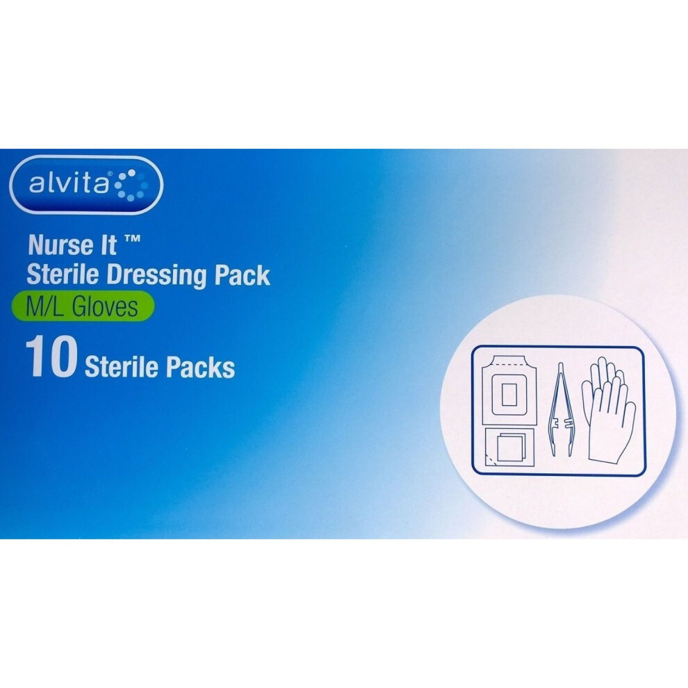 Alvita Nurse It Sterile Dressing Pack M/L Medium - Large  Kit x 10