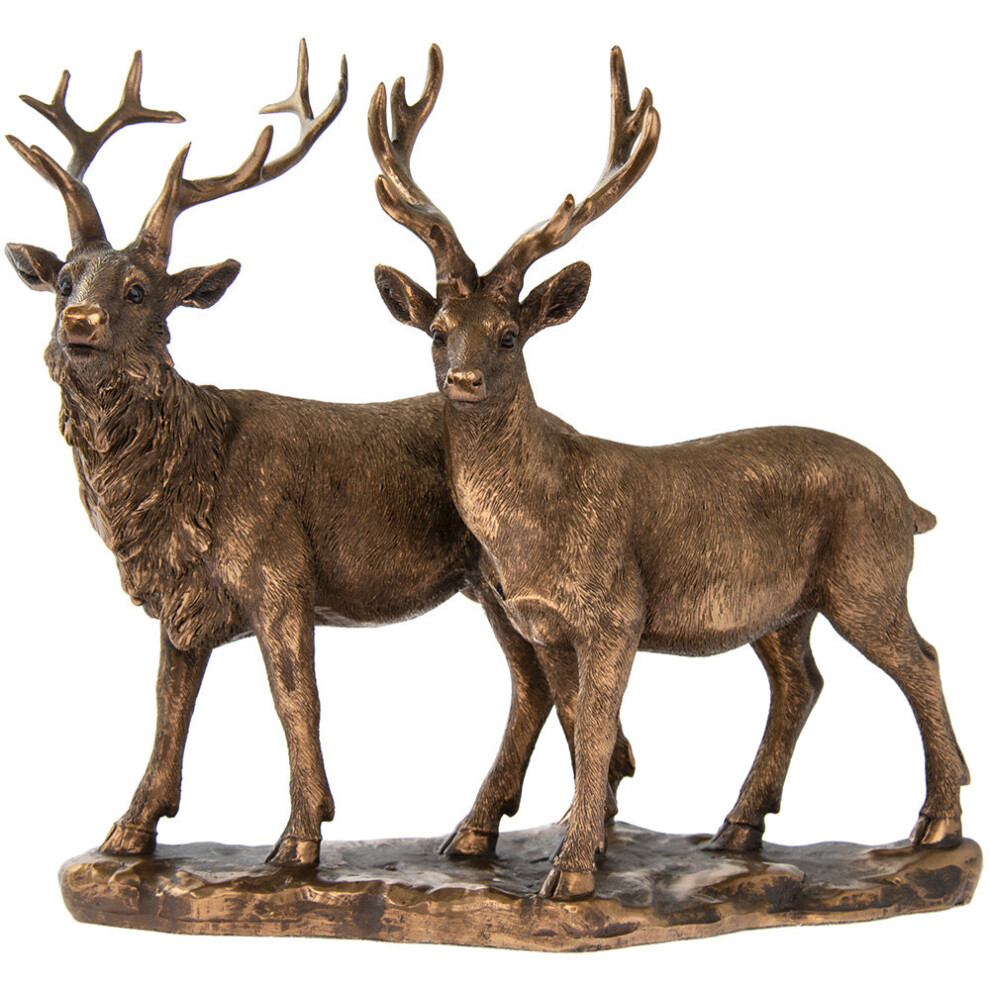 Large Bronze Resin Stag and Deer Ornament